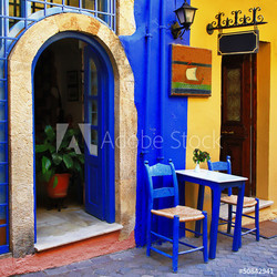 colorful greek streets, Chania, Crete