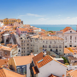 Panoramic of Alfama rooftops, Lisboa, Portugal