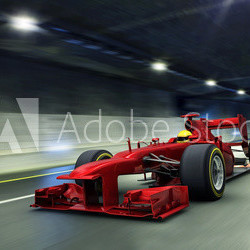 red racecar in a tunnel