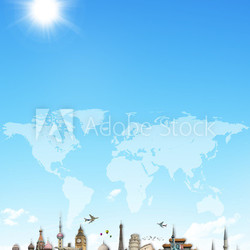 Travel the world monuments concept