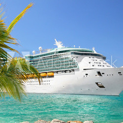 Luxury Cruise Ship Sailing from Port