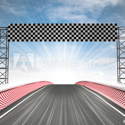 formula racing finish line view with sky