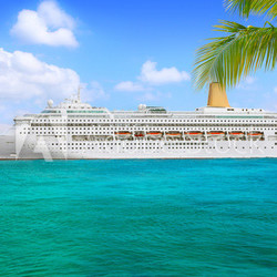 Luxury Cruise Ship Sailing from Port