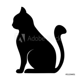 Black silhouette of cat. Vector illustration.