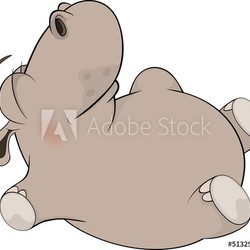 Little to hippopotamus blindly lays on a back