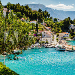 Beautiful Adriatic Bay and the Village near Split, Croatia