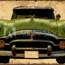 Retroplakat - Grüner Oldtimer
