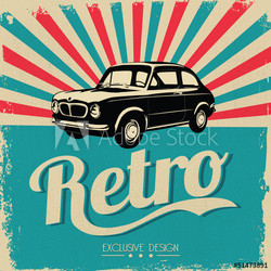 Vintage car design flyer - Grungy style vector design