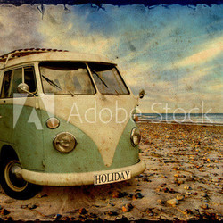 Retroplakat - Bulli am Strand