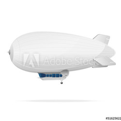 White dirigible balloon on a white background. Vector