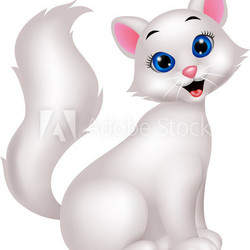 Cute white cat cartoon