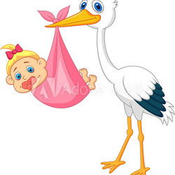 Stork with baby girl