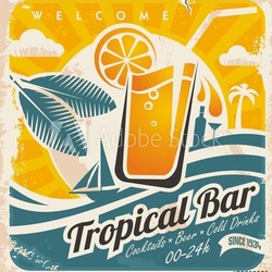 Retro poster template for tropical bar
