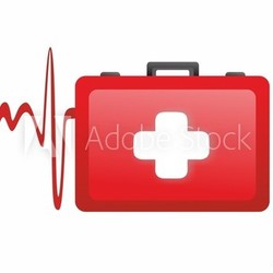 First Aid Kit and heartbeat - isolated