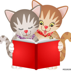 Cats reading a book