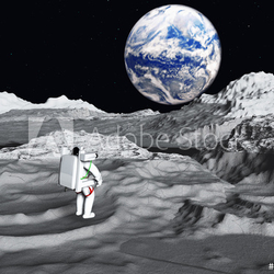 Lunar astronaut views earth rise