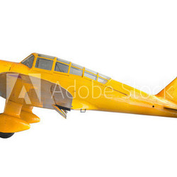 old classic yellow plane isolated white