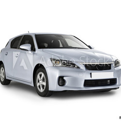 side view of a car on white