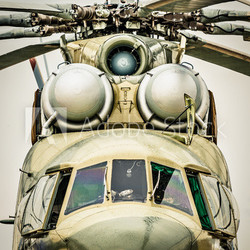 Front view of russian military helicopter.