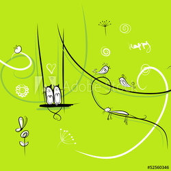 Funny birds and cats for your design