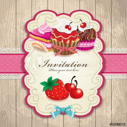 Vintage frame with cupcake template