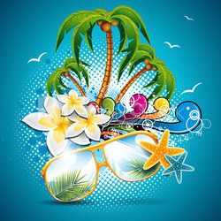 Vector Summer Holiday Flyer Design with palm trees