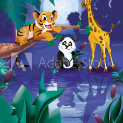 Child illustration with wild animals