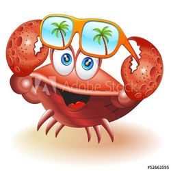 Crab Cartoon with Sunglasses-Granchio con Occhiali da Sole