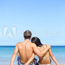 Beach lifestyle couple in love on vacation