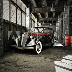 oldtimer in einer alten fabrikhalle
