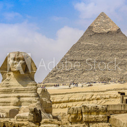 Sphinx and the Great Pyramid in the Egypt