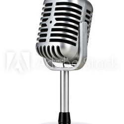 Vintage silver microphone isolated on white background