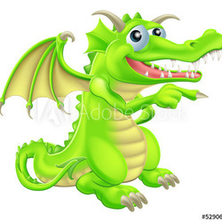 Cartoon Dragon Mascot Pointing