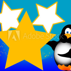 Cartoon Penguin with Stars