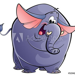 Cartoon happy purple elephant