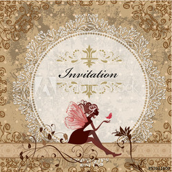 card design with vintage fairy