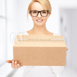 woman with cardboard box