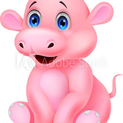 Cute baby hippo cartoon