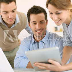 Business project presentation on digital tablet