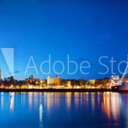 Tower Bridge in London, the UK at night