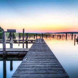 Holzsteg, See, Müritz, Morgen, Dämmerung
