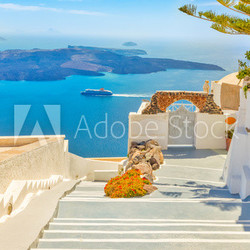 Greece Santorini island in Cyclades, traditional sights of color