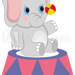 Baby circus elephant with ball