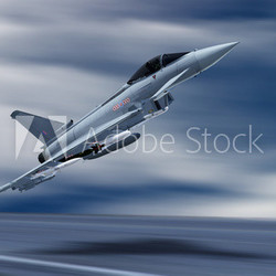 Moderner europäischer Militärjet im Flug