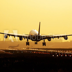 Airplane sunrise landing