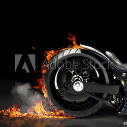 Custom black motorcycle burnout. Room for text or copyspace