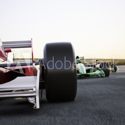 Race car leading the pack, room for text or copy space