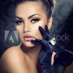 Beauty Fashion Girl Portrait. Vintage Style Girl Wearing Gloves