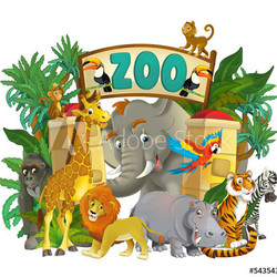 Cartoon zoo - amusement park - illustration