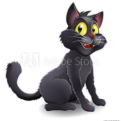 Cute Halloween Witches Cat Cartoon